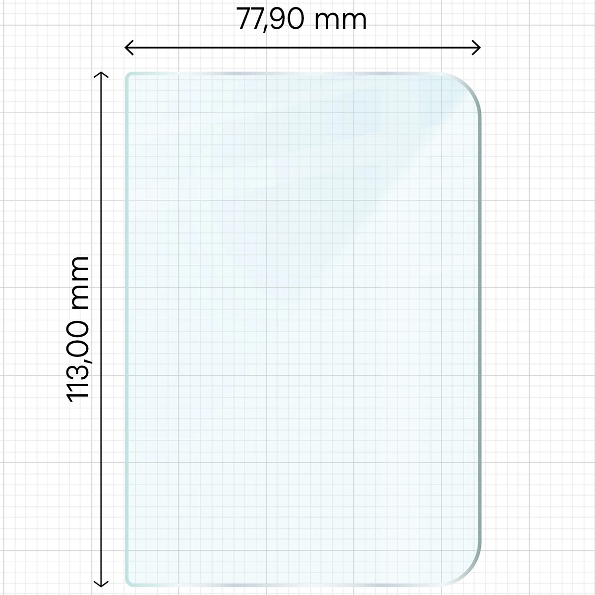 Miarka z wymiarami szkła hartowanego Bizon Glass Clear Duo do iPhone Duo