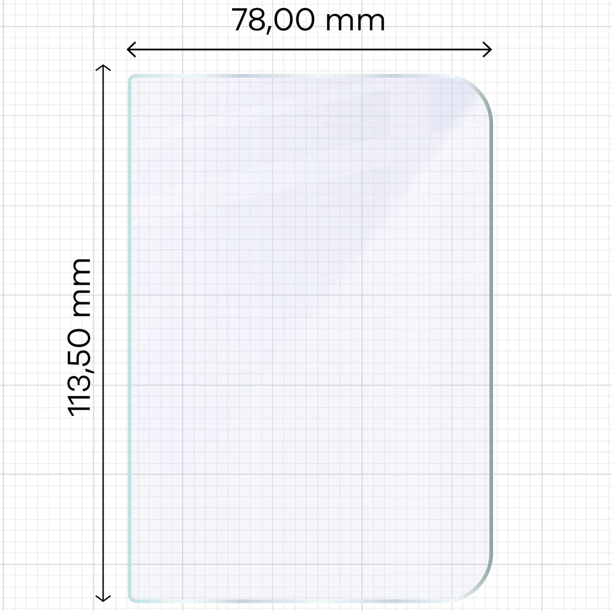 Miarka z wymiarami szkła hybrydowego Bizon Hybrid Mule Duo do iPhone Duo