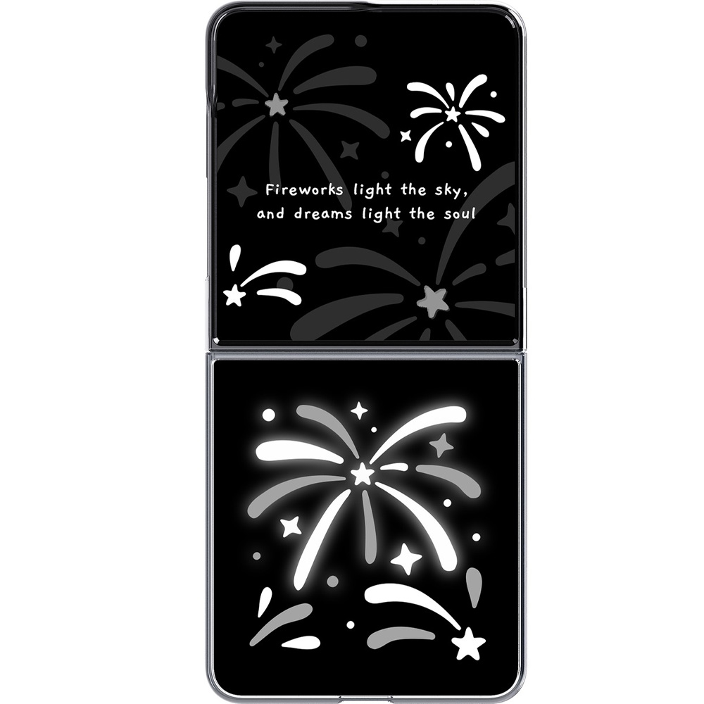 Etui Samsung FlipSuit Case do Galaxy Z Flip8, Clear / Red (przezroczysty z wymienną płytką z motywem fajerwerków w kolorze czarnym)