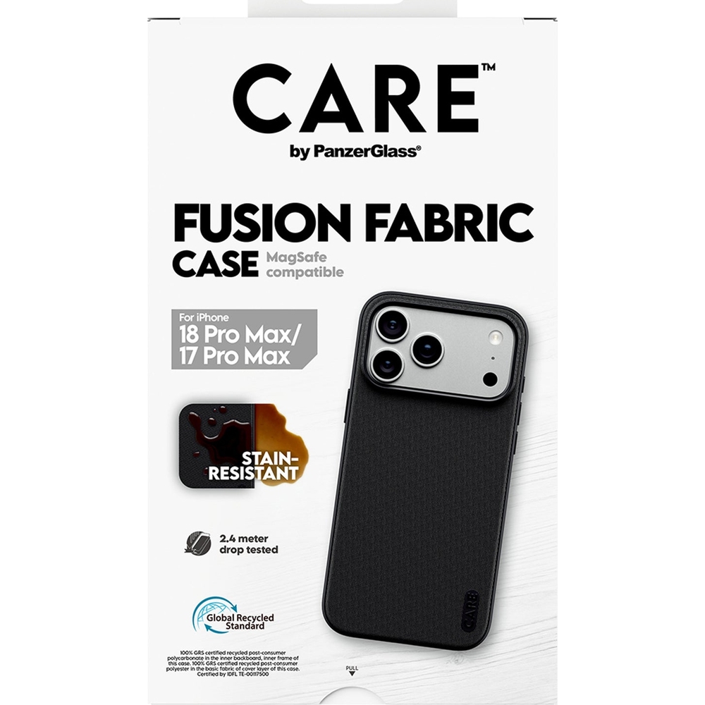 CARE by PanzerGlass Fusion Fabric Case, magnetyczne etui z teksturowanym chwytem, stabilne, Black (czarny)