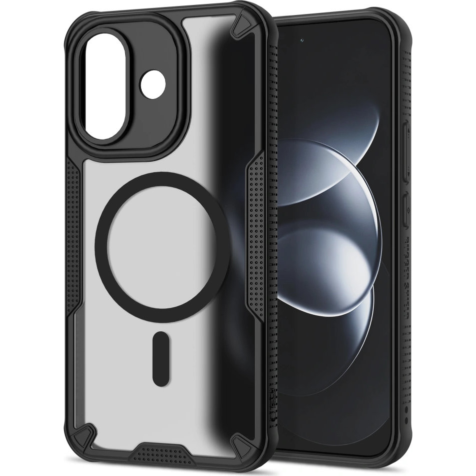 Etui Tech-Protect Rugged Shield do Xiaomi Redmi Note 17 Pro 5G, Matte Black (matowy przydymiony z czarną ramką). Wytrzymałe etui pancerne do telefonu codzienna ochrona.