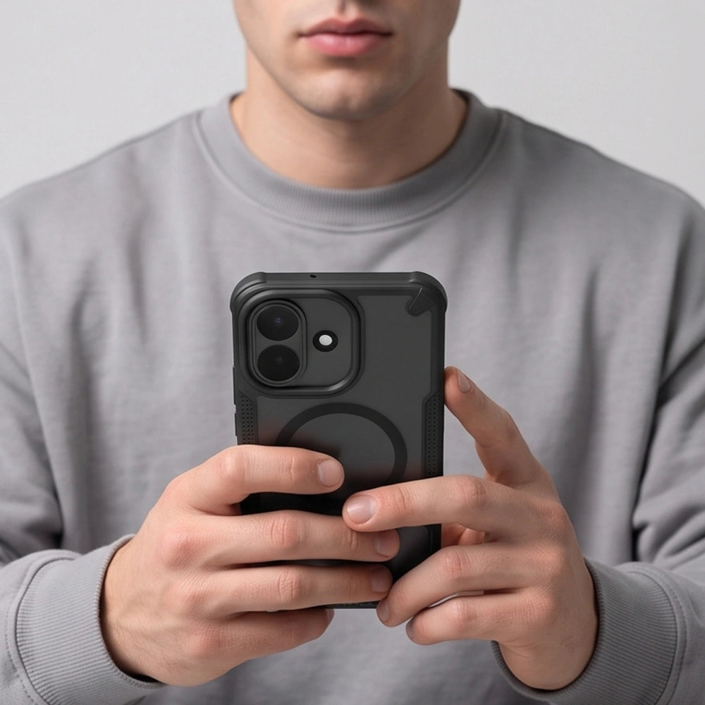Etui Tech-Protect Rugged Shield do Xiaomi Redmi Note 17 Pro 5G, Matte Black (matowy przydymiony z czarną ramką). Matowe plecki z wygodnym dostępem do portów