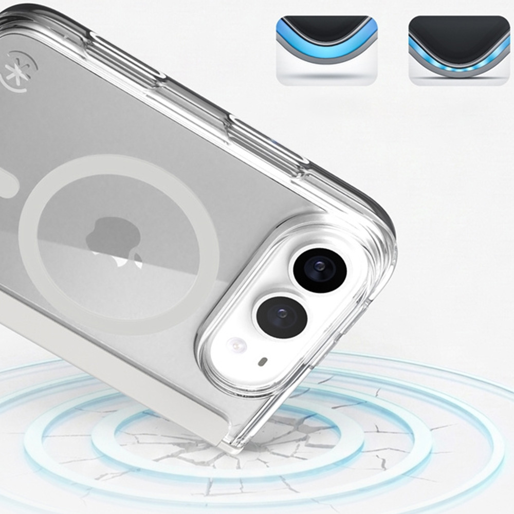 Etui Speck Presidio Perfect-Clear Fold do MagSafe do iPhone Duo, Clear (przezroczysto-szary)