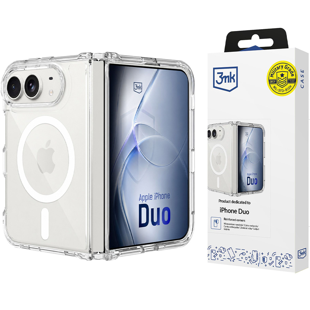 Etui 3mk Armor MagCase do MagSafe do iPhone Duo, Clear (przezroczysty z białym pierścieniem magnetycznym)