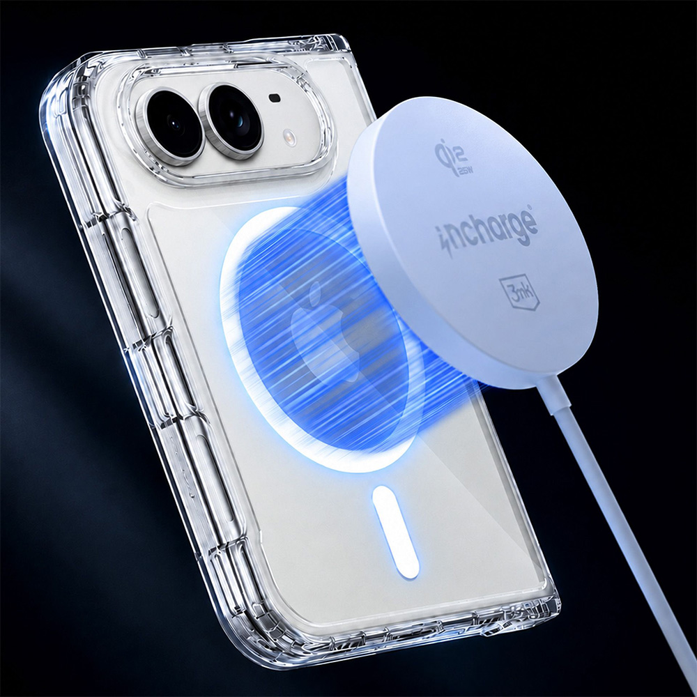 Etui 3mk Armor MagCase do MagSafe do iPhone Duo, Clear (przezroczysty z białym pierścieniem magnetycznym)