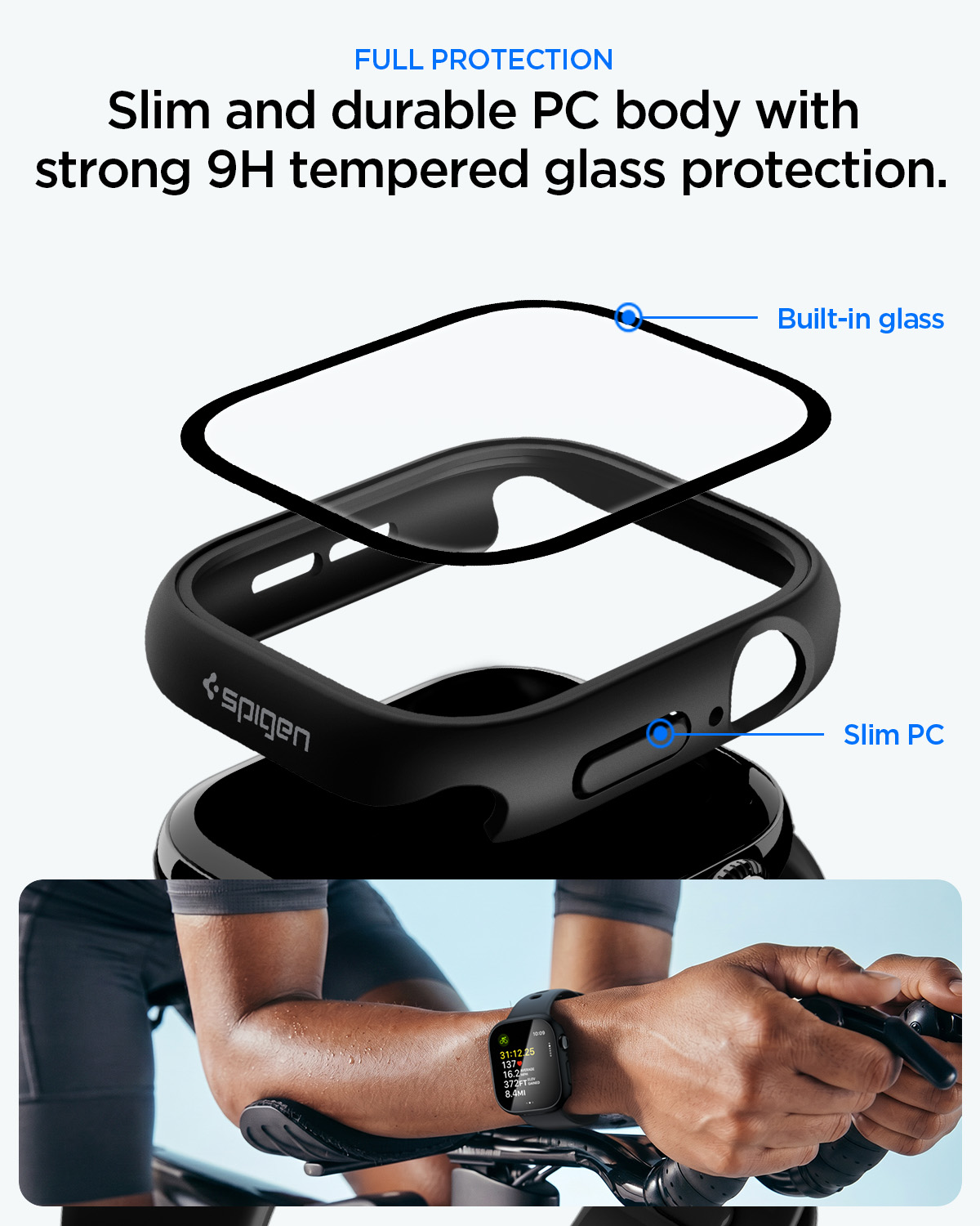 Oryginalne etui od marki Spigen z serii Thin Fit 360 dla Apple Watch Series 11 42mm / 10 42mm, Black (czarny)