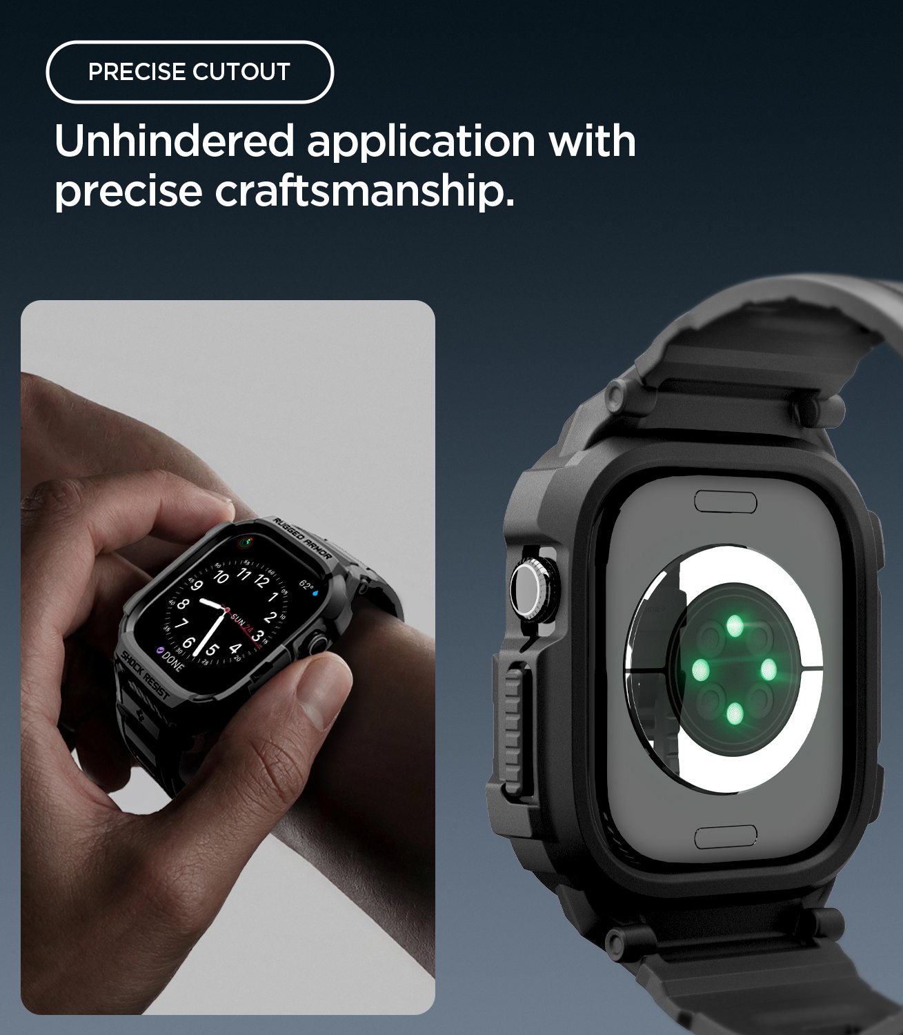 Etui z paskiem Spigen Rugged Armor Pro do Apple Watch Series 12 46mm, Matte Black (czarny)