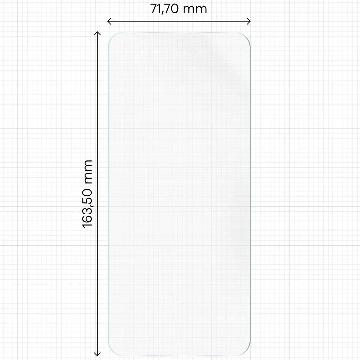 Miarka z wymiarami folii hydrożelowej Bizon Film Hydrogel Front do Xiaomi Redmi Note 17 5G / 4G