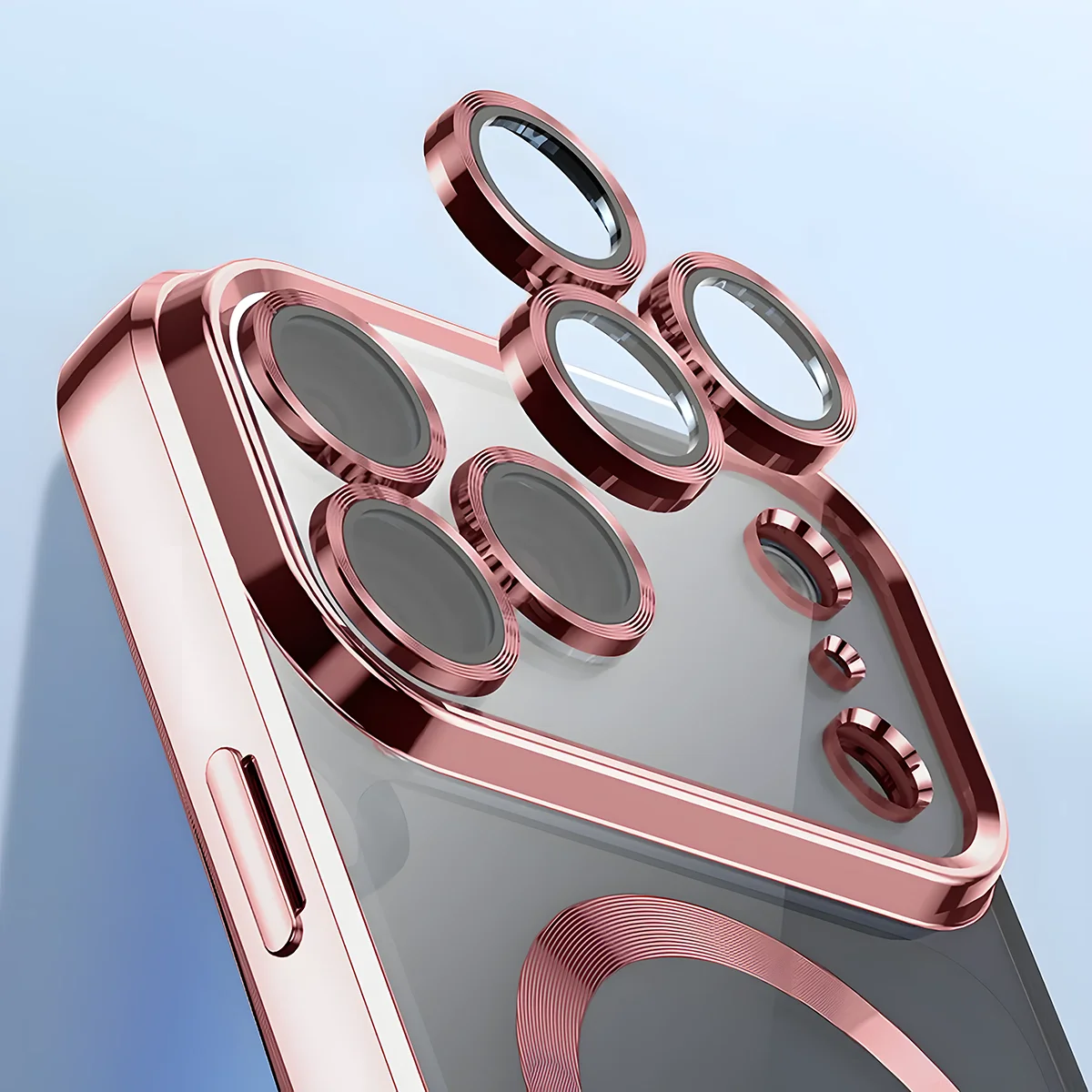 Zbliżenie na wbudowaną ochronę aparatu w Bizon Case GuardO do iPhone 18 Pro Max / 17 Pro Max
