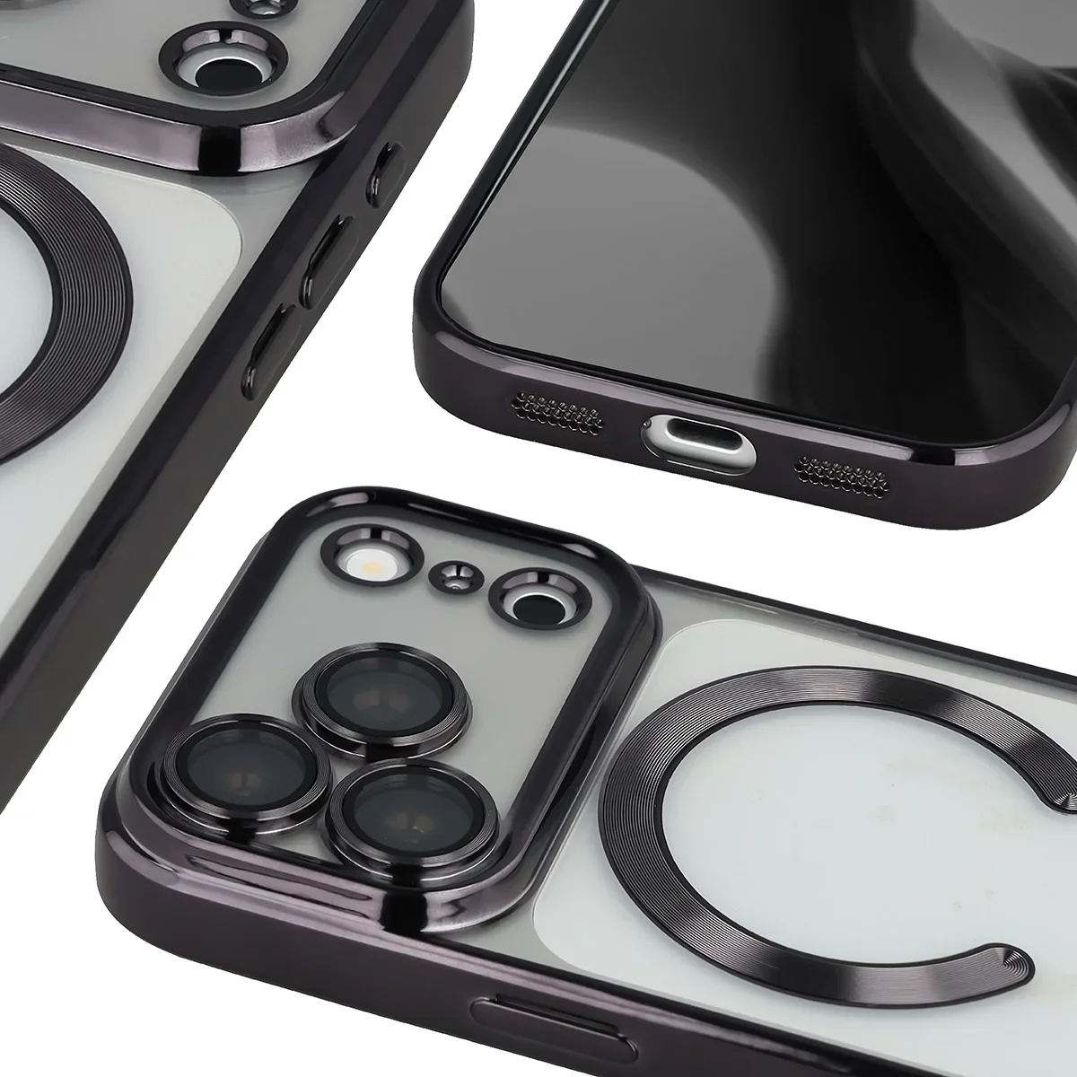 Metaliczna ramka, podniesione krawędzie i zintegrowane osłony w etui Bizon Case GuardO do iPhone 18 Pro Max / 17 Pro Max