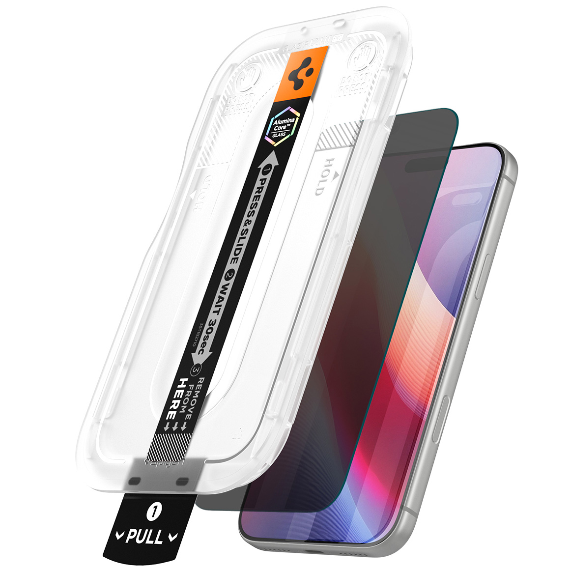 Szkło hartowane prywatyzujące Spigen Glas.tR EZ Fit Pro Privacy (Alumina Core) 1-Pack z ramką aplikacyjną do iPhone 18 Pro Max
