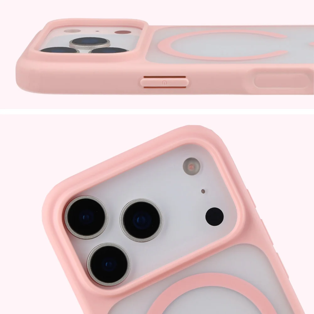 Pełne wycięcie i podwyższone krawędzie aparatu w etui Bizon Case MatteO do iPhone 18 Pro / 17 Pro