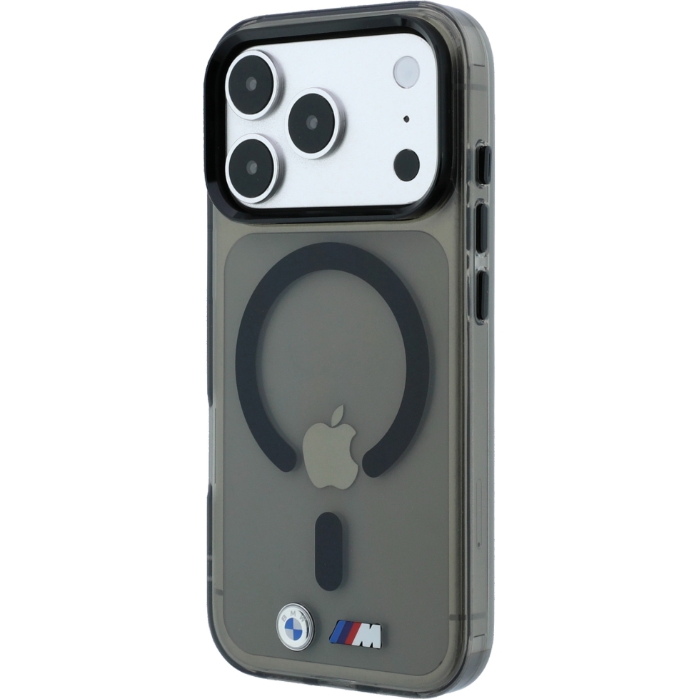 Hybrydowe etui BMW M IML Frosted Metal Logo & Trims MagSafe do iPhone 18 Pro / 17 Pro, Transparent Anthrazit (przezroczysty antracytowy)