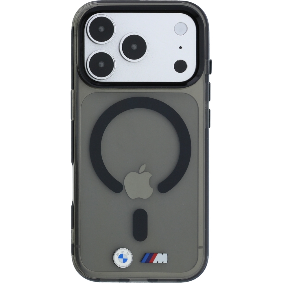 Etui BMW M IML Frosted Metal Logo & Trims MagSafe ze wzmocnionymi krawędziami do iPhone 18 Pro / 17 Pro, Transparent Anthrazit (przezroczysty antracytowy)