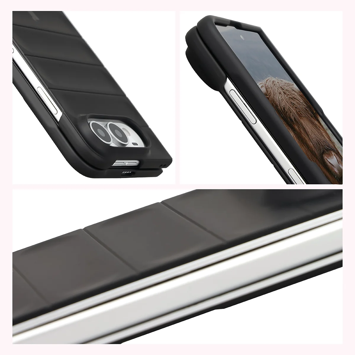 Podwyższone krawędzie ekranu i aparatu w etui Bizon Case Tur do iPhone Duo