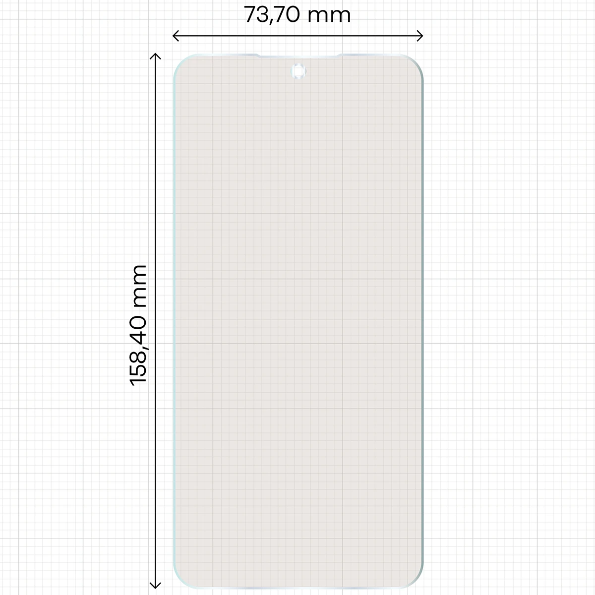 Miarka z wymiarami folii matowej Bizon Film Matte do Galaxy S26 FE
