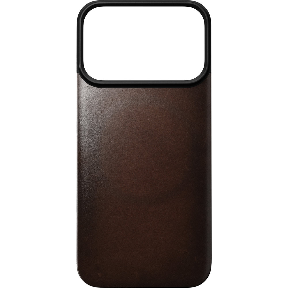 Skórzane etui Nomad Magnetic Leather Back Horween Series do MagSafe do iPhone 18 Pro / 17 Pro, Rustic Brown (rustykalny brązowy). Skóra premium, wyjątkowa faktura, luksusowe wykończenie