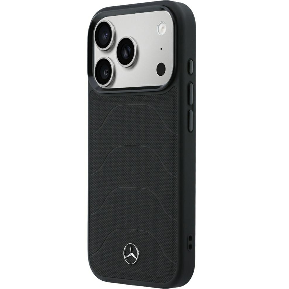 Etui Mercedes-Benz Leather Mesh Bow Line do iPhone 18 Pro Max / 17 Pro Max, do MagSafe, Black (czarny)