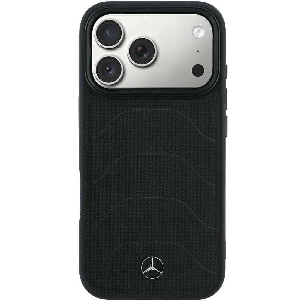Etui Mercedes-Benz Leather Mesh Bow Line do iPhone 18 Pro Max / 17 Pro Max, do MagSafe, Black (czarny)