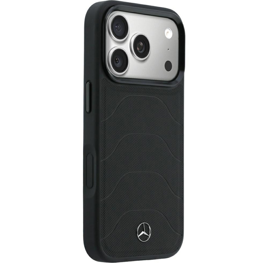 Etui Mercedes-Benz Leather Mesh Bow Line do iPhone 18 Pro Max / 17 Pro Max, do MagSafe, Black (czarny)