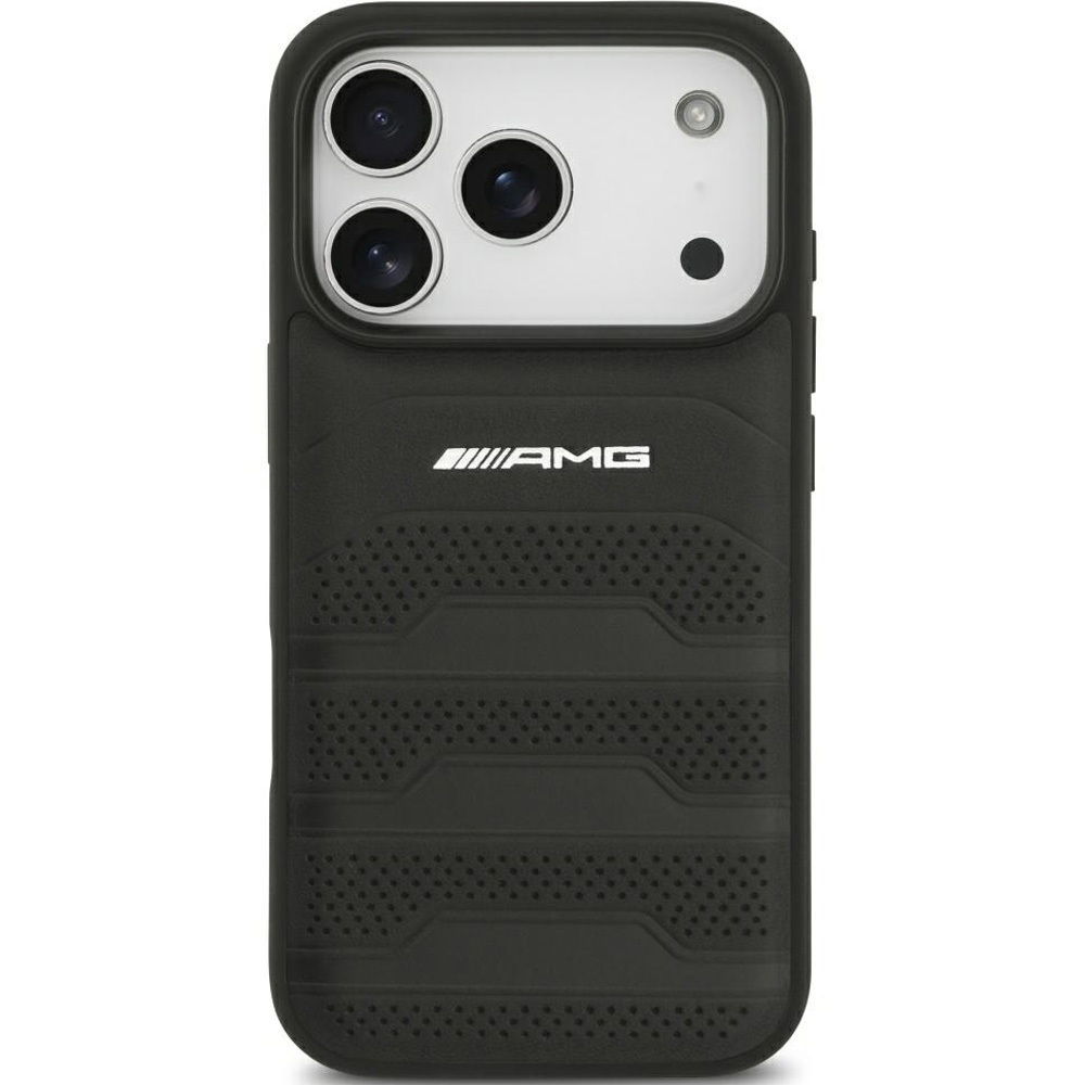 Etui Mercedes AMG Leather Debossed Lines Logo do iPhone 18 Pro Max / 17 Pro Max, Black (czarny)
