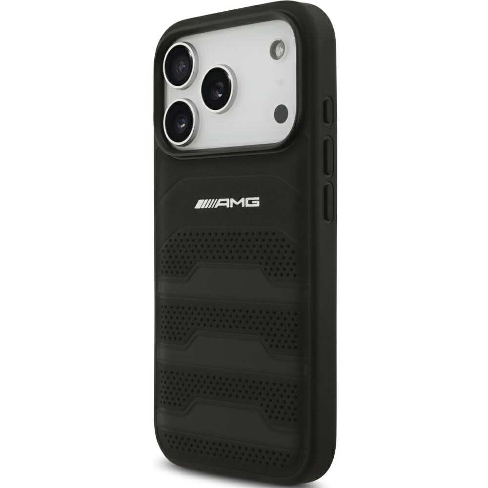 Etui Mercedes AMG Leather Debossed Lines Logo do iPhone 18 Pro / 17 Pro, Black (czarny)