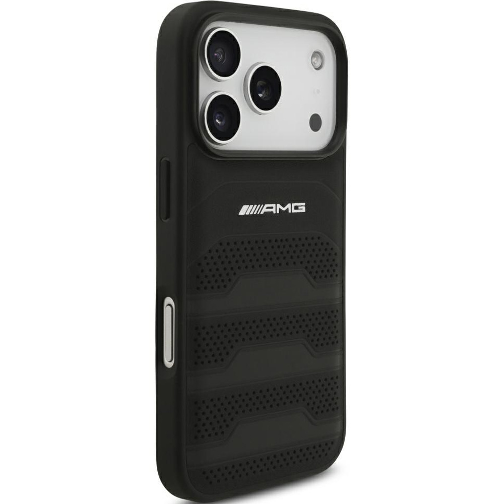 Etui Mercedes AMG Leather Debossed Lines Logo do iPhone 18 Pro / 17 Pro, Black (czarny)