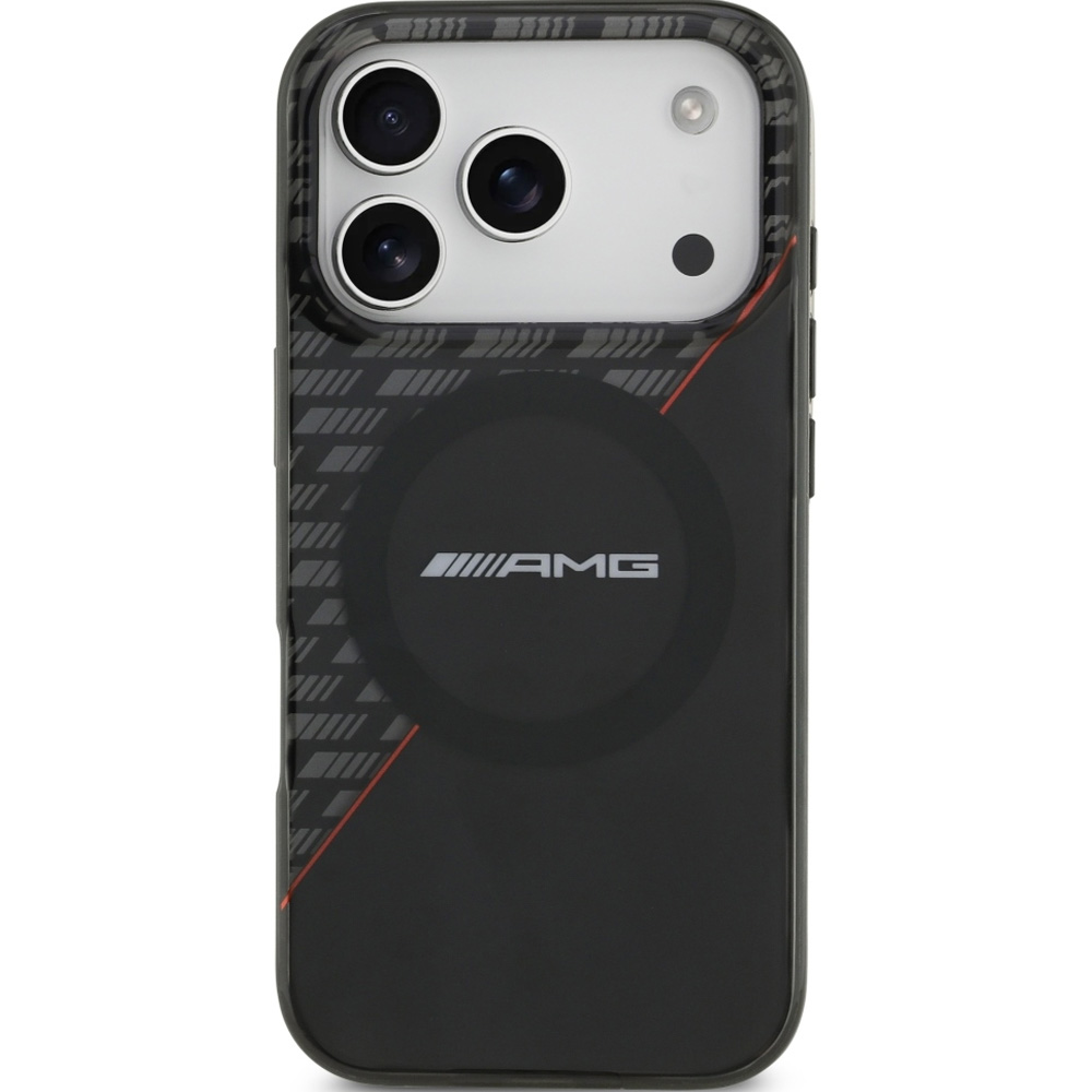 Etui Mercedes AMG IML Double Layer Rhombs do MagSafe do iPhone 18 Pro / 17 Pro, Black (półprzezroczysto-czarny)