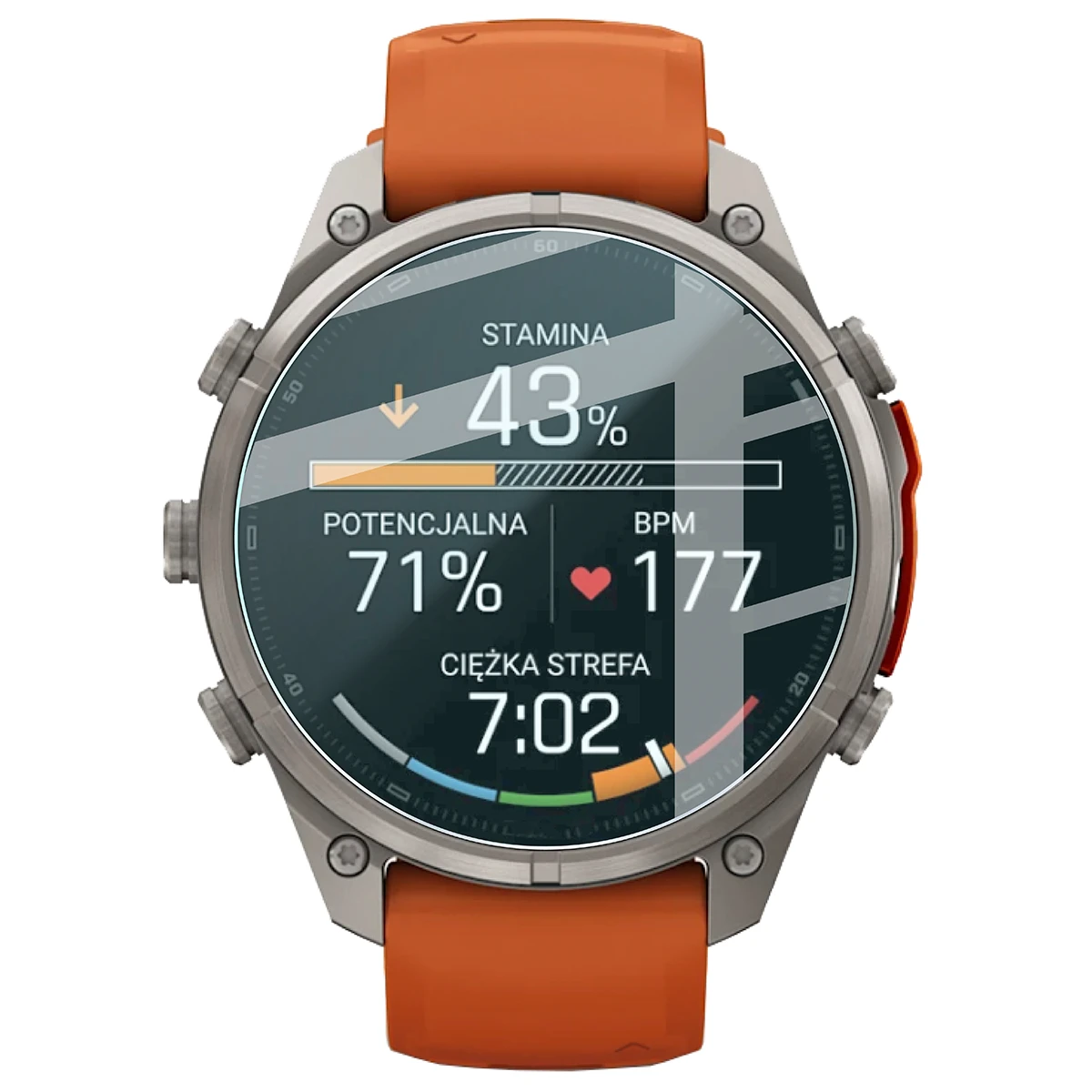 Zegarek i szkło hartowane Bizon Watch Glass Clear zestawione obok siebie do Garmin Fenix 9 Pro AMOLED (47 mm)