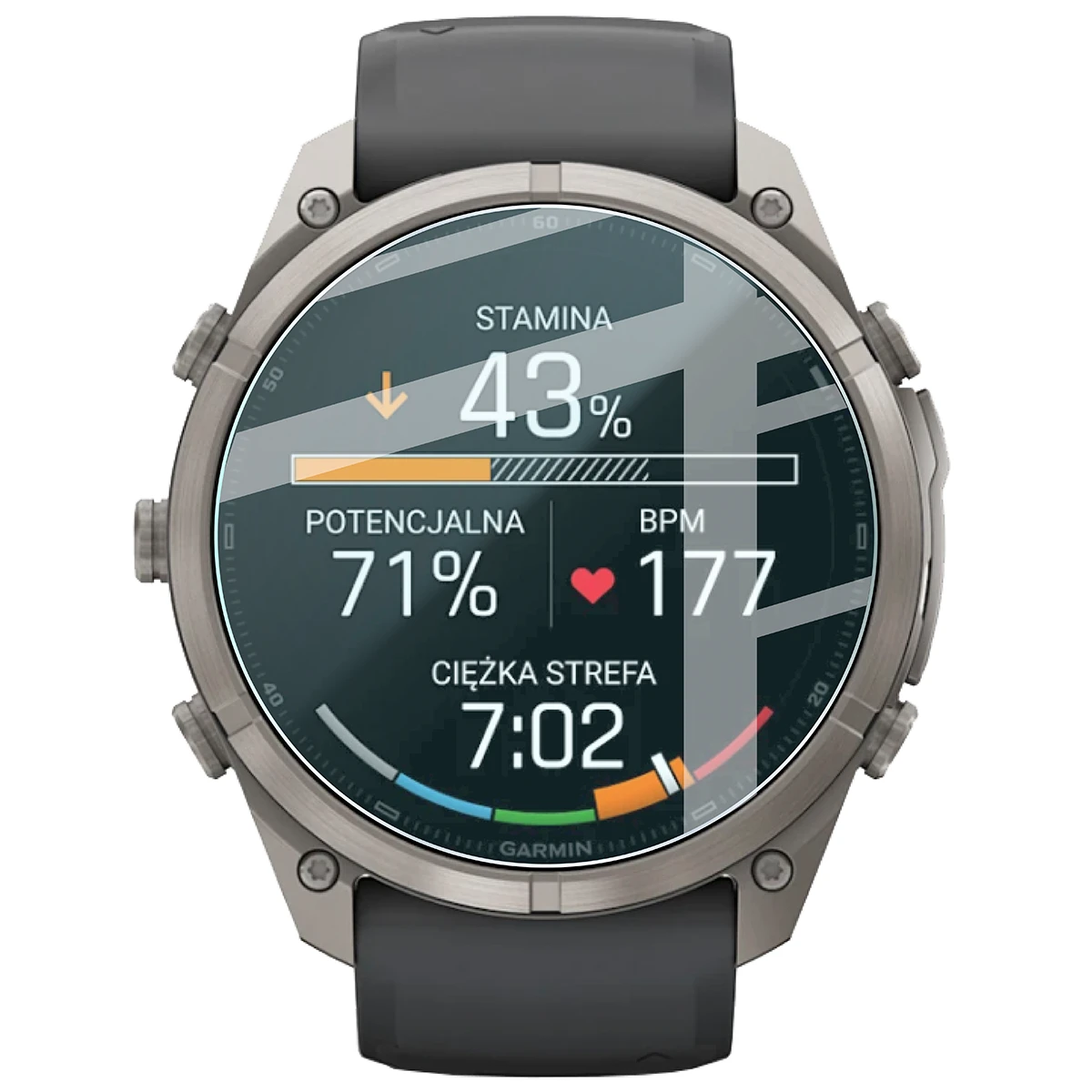 Zegarek i szkło hartowane Bizon Watch Glass Clear zestawione obok siebie do Garmin Fenix 9 Pro AMOLED (51 mm)