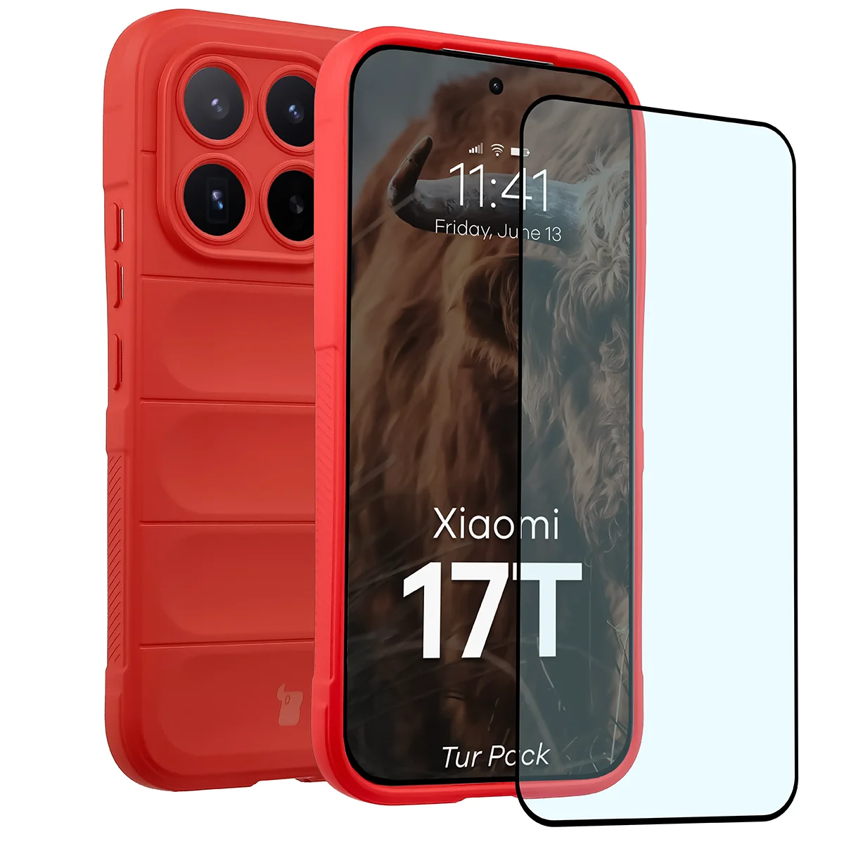 Przód pudełka Bizon Tur Pack z dedykowaną etykietą do Xiaomi 17T