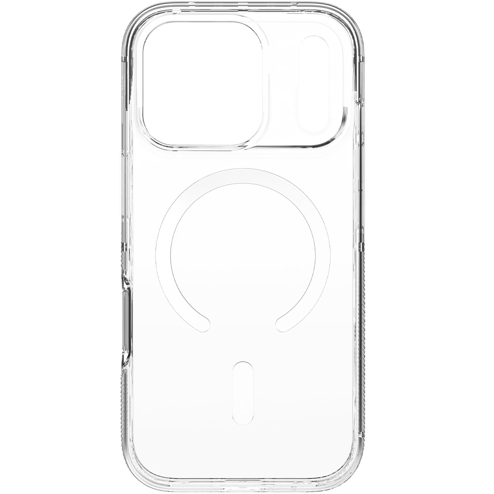 Etui ZAGG Crystal Palace Snap do MagSafe do iPhone 18 Pro / 17 Pro, Clear (przezroczysty z białym pierścieniem magnetycznym)