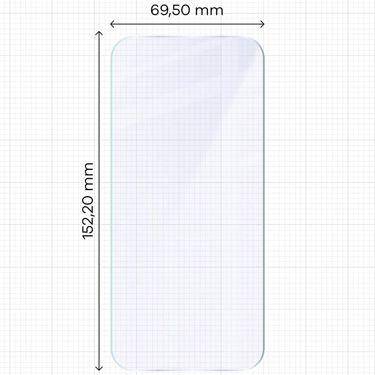 Miarka z wymiarami szkła hybrydowego Bizon Hybrid Mule do OPPO Find X10