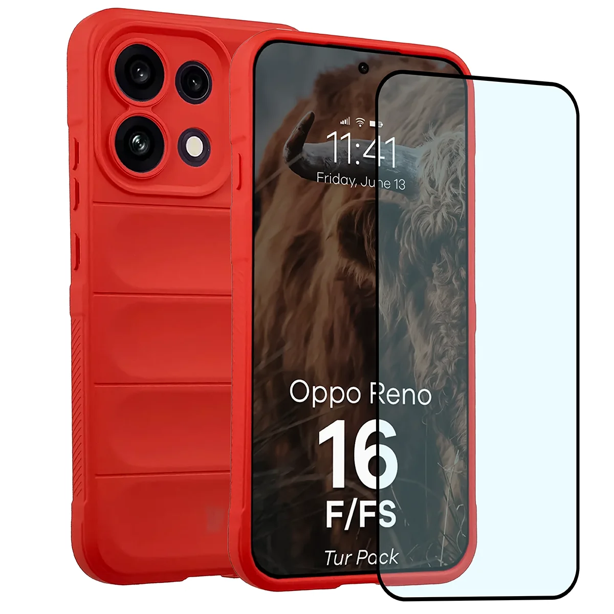 Przód pudełka Bizon Tur Pack z dedykowaną etykietą do OPPO Reno16 F, OPPO Reno16 FS