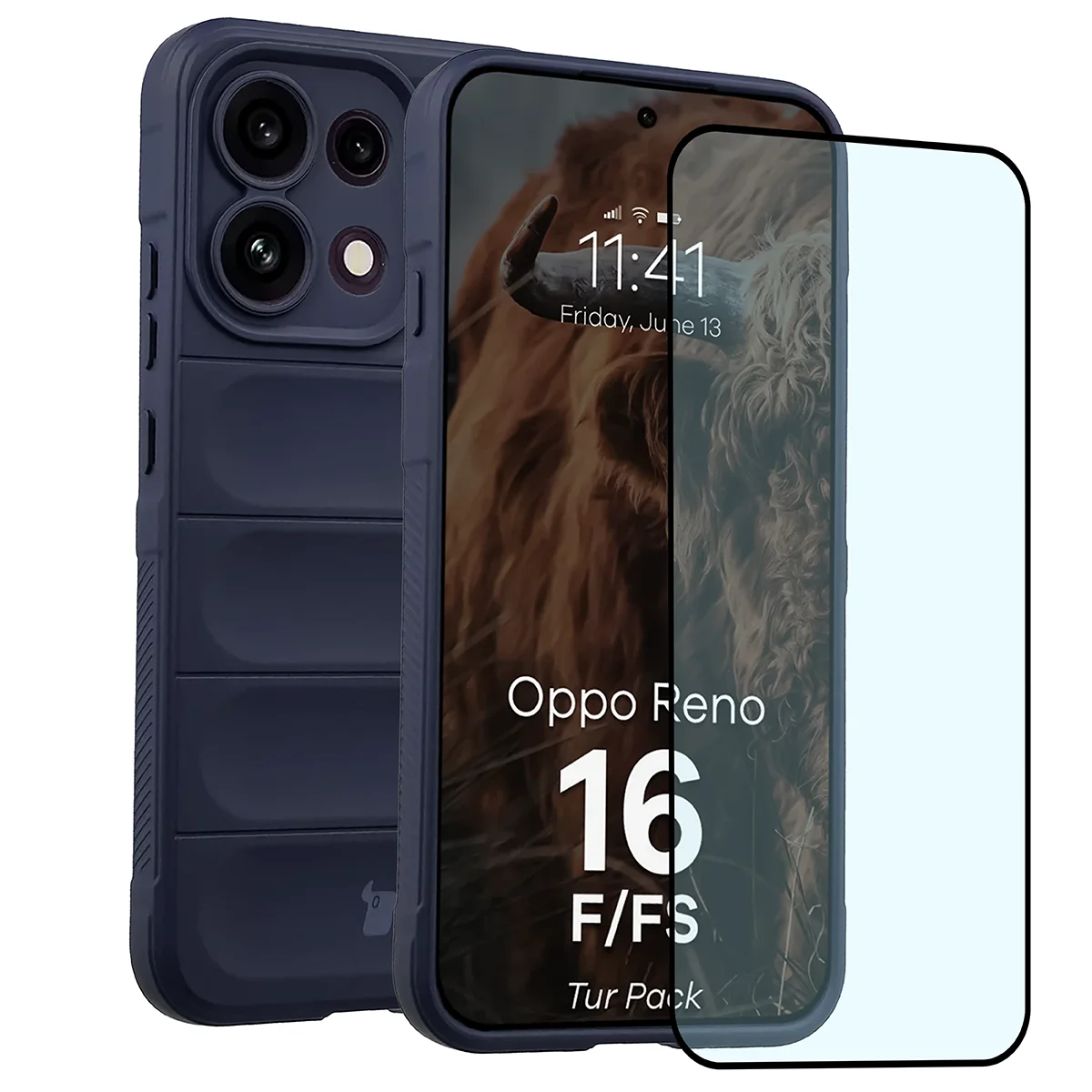 Przód pudełka Bizon Tur Pack z dedykowaną etykietą do OPPO Reno16 F, OPPO Reno16 FS