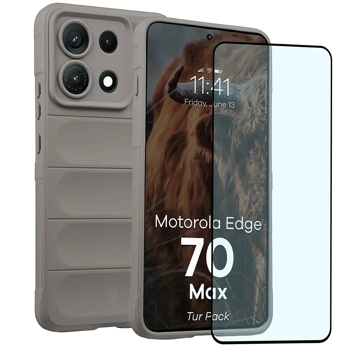 Przód pudełka Bizon Tur Pack z dedykowaną etykietą do Motorola Edge 70 Max