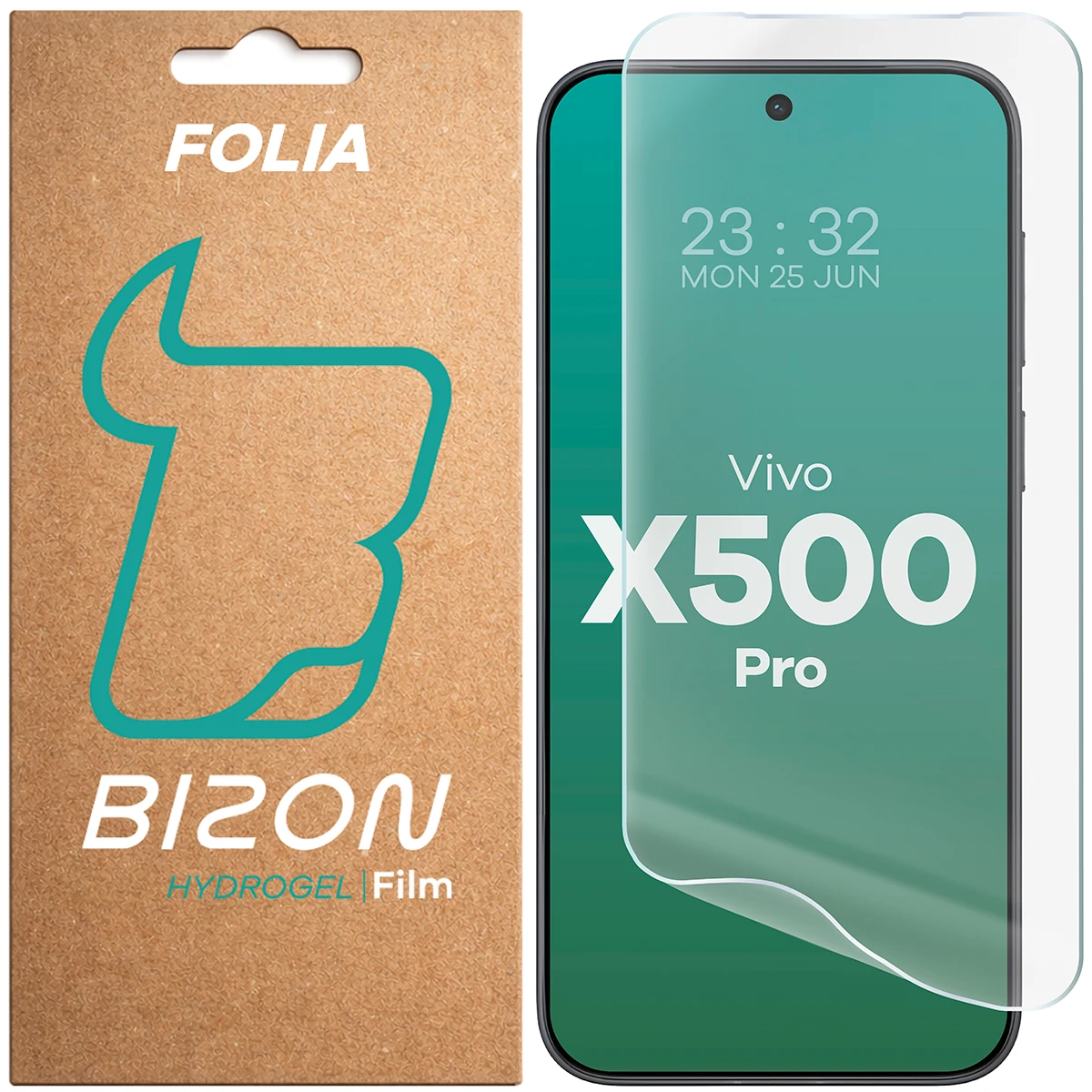 Pudełko i folia hydrożelowa na ekran Bizon Film Hydrogel Front do Vivo X500 Pro