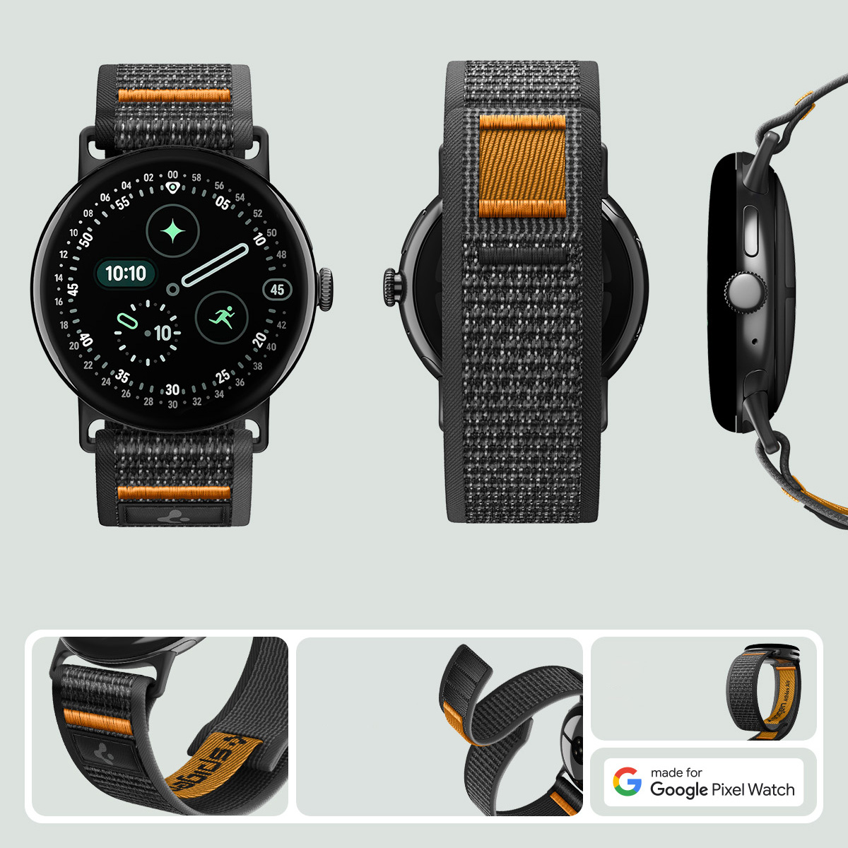 Spigen Athlex Air, sportowy pasek na nadgarstek do smartwatcha, Black Orange (czarno-pomarańczowy)