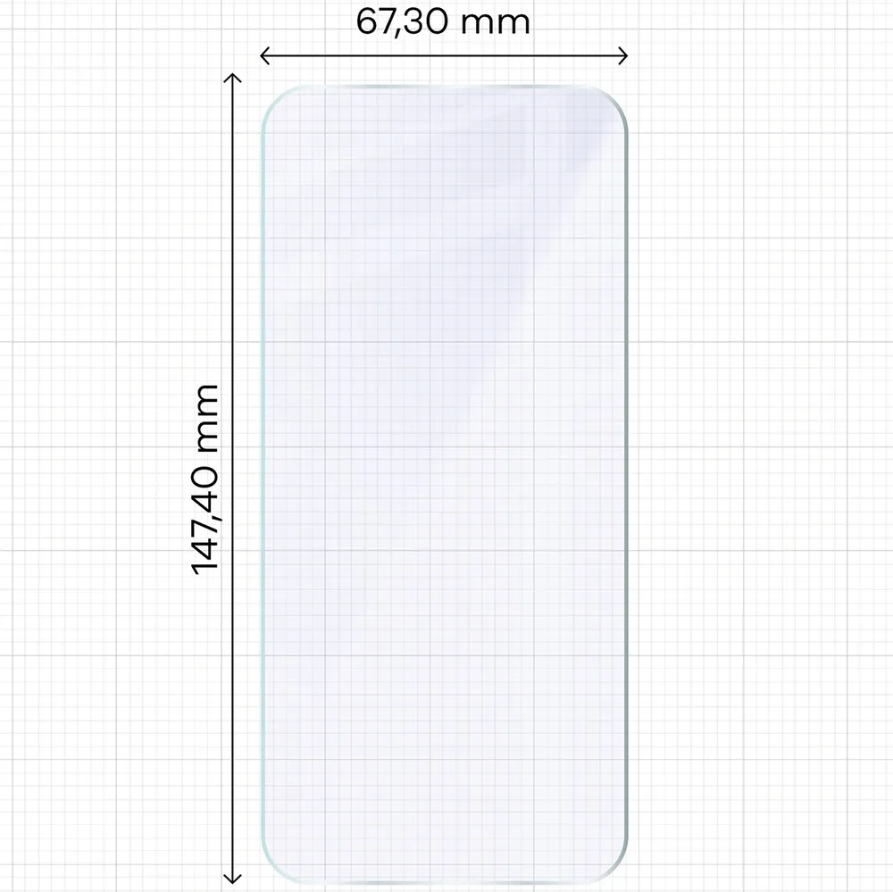 Miarka z wymiarami szkła hybrydowego Bizon Hybrid Mule Duo do Vivo X500 Pro