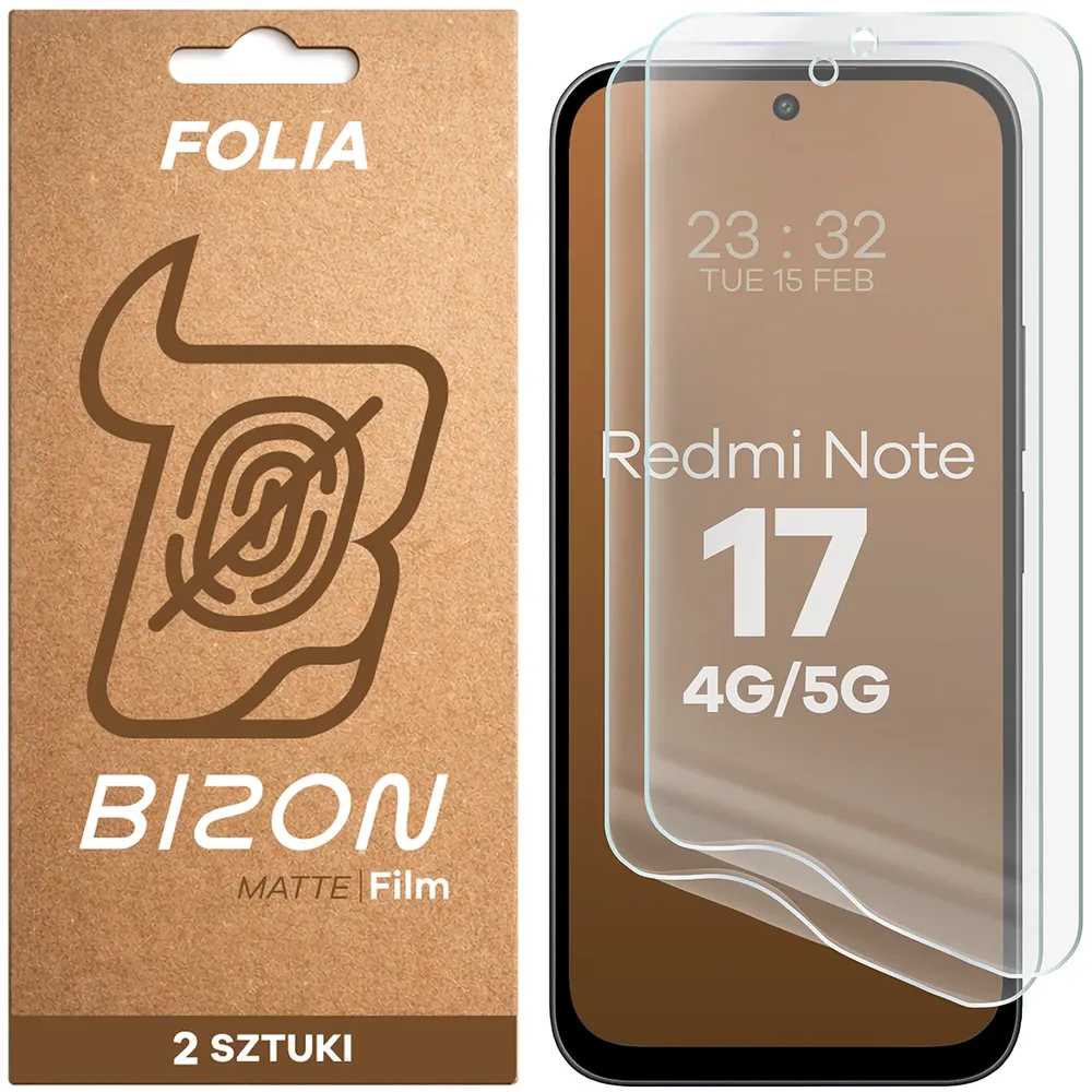 Folia matowa na ekran Bizon Film Matte Duo do Xiaomi Redmi Note 17 5G / 4G, 2 sztuki