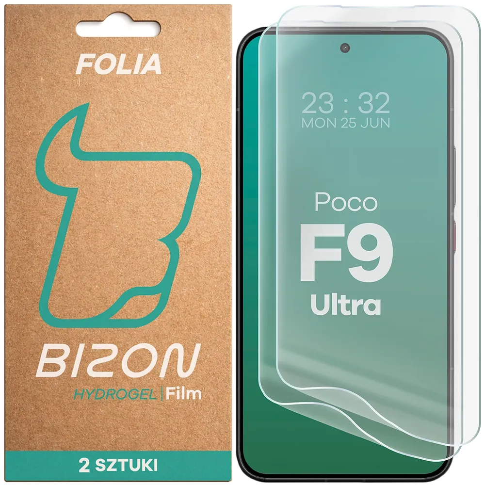 Pudełko i folia hydrożelowa na ekran Bizon Film Hydrogel Front Duo do Xiaomi POCO F9 Ultra