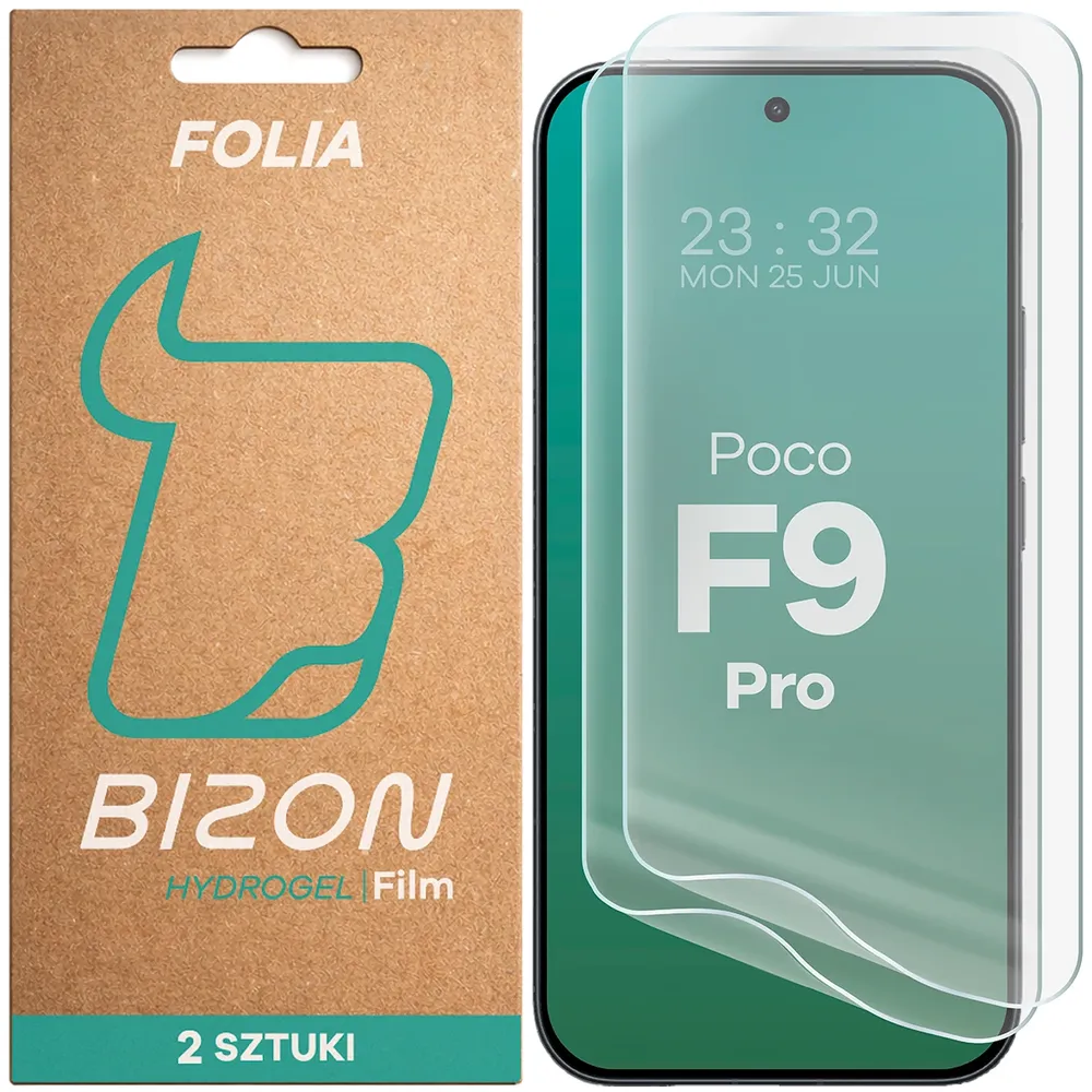 Pudełko i folia hydrożelowa na ekran Bizon Film Hydrogel Front Duo do Xiaomi POCO F9 Pro