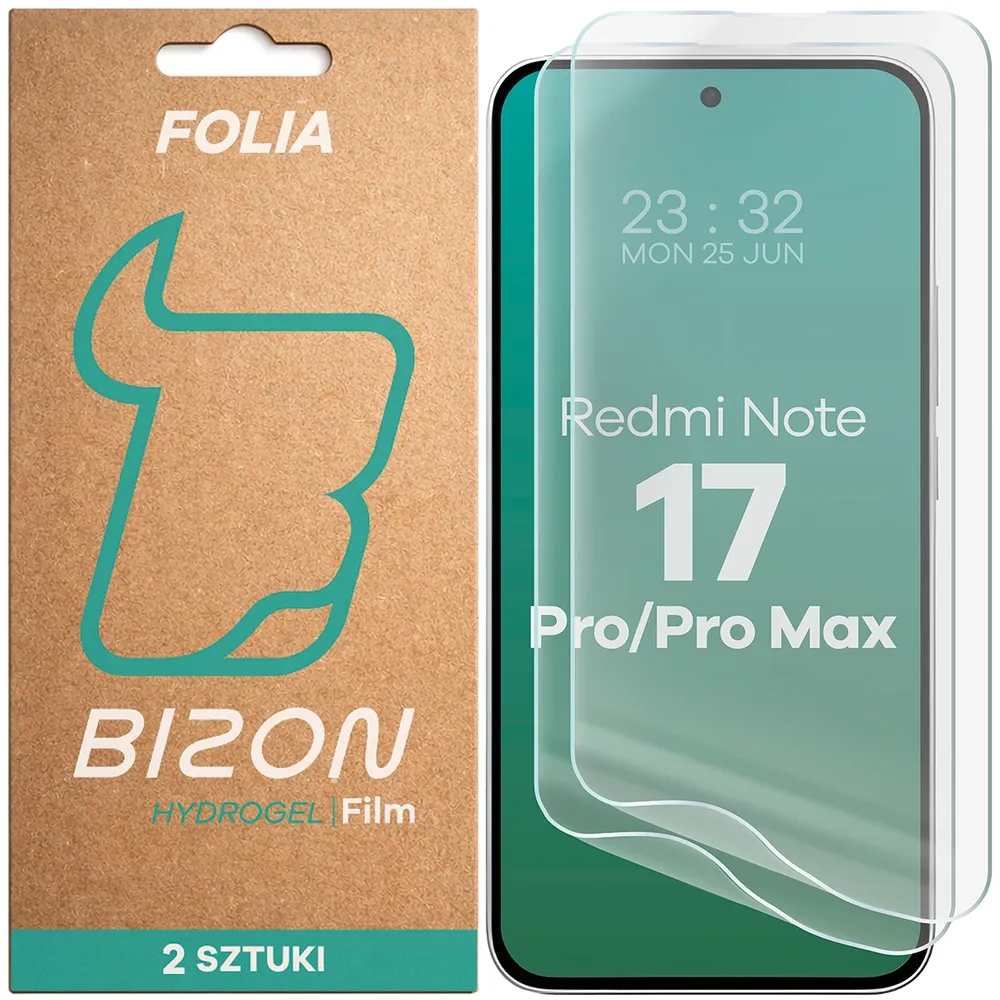 Pudełko i folia hydrożelowa na ekran Bizon Film Hydrogel Front Duo do Xiaomi Redmi Note 17 Pro 5G / Max 5G