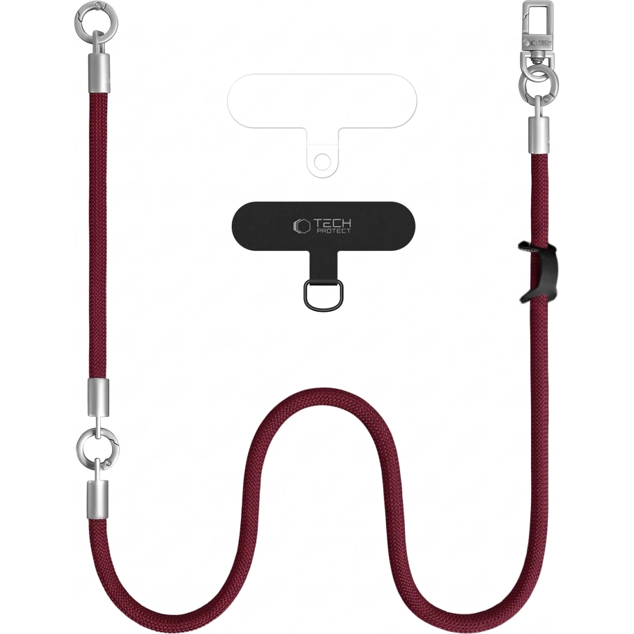 Montaż uniwersalnej smyczy Tech-Protect C10S do telefonu, Burgundy Titanium (burgundowy)