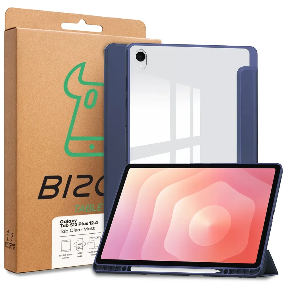 Przód pudełka Bizon Tablet Case z dedykowaną etykietą do Galaxy Tab S12 Plus