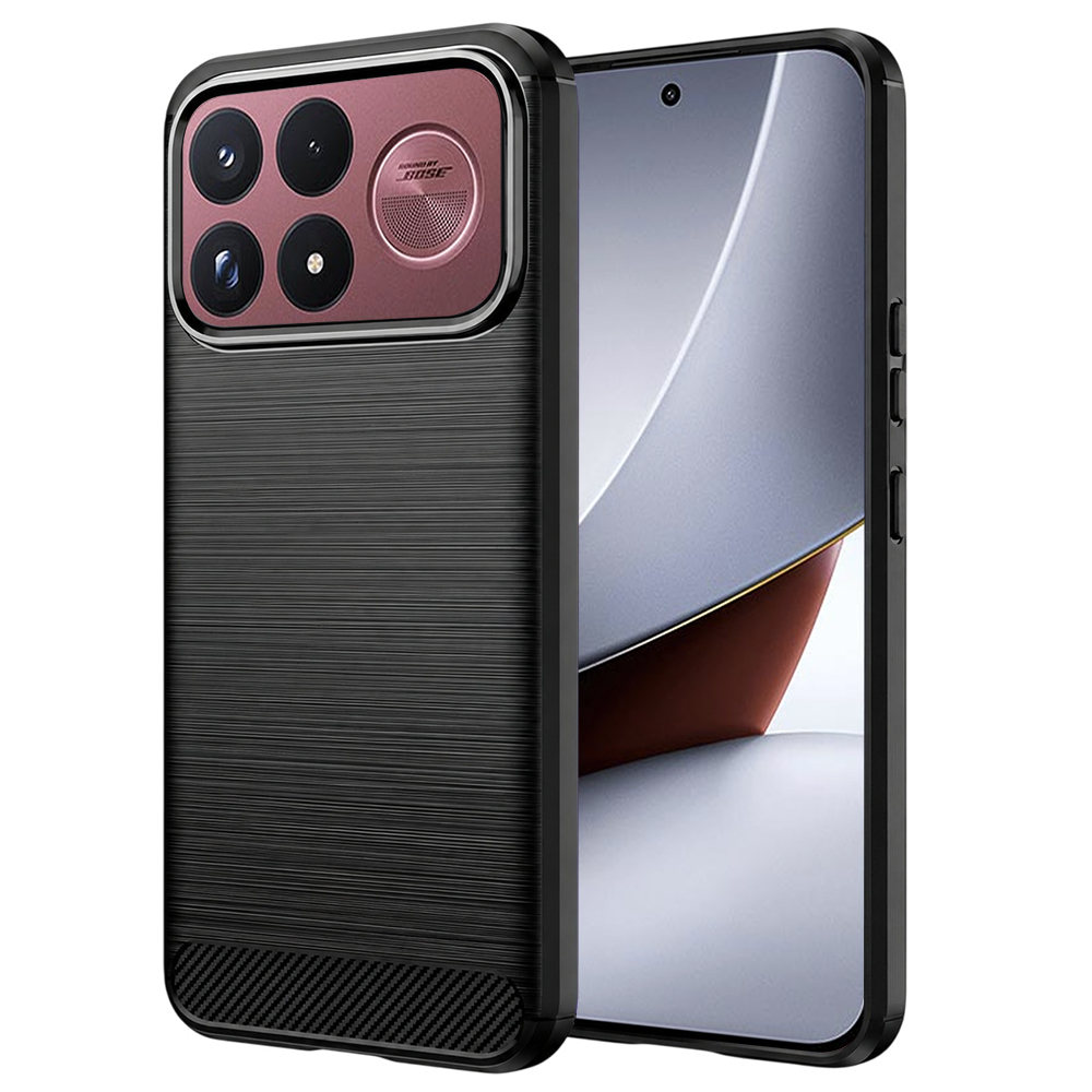 Techsuit Carbon Silicone, etui ochronne do telefonów nowoczesne wytrzymałe dopasowane lekkie, Black (czarny)
