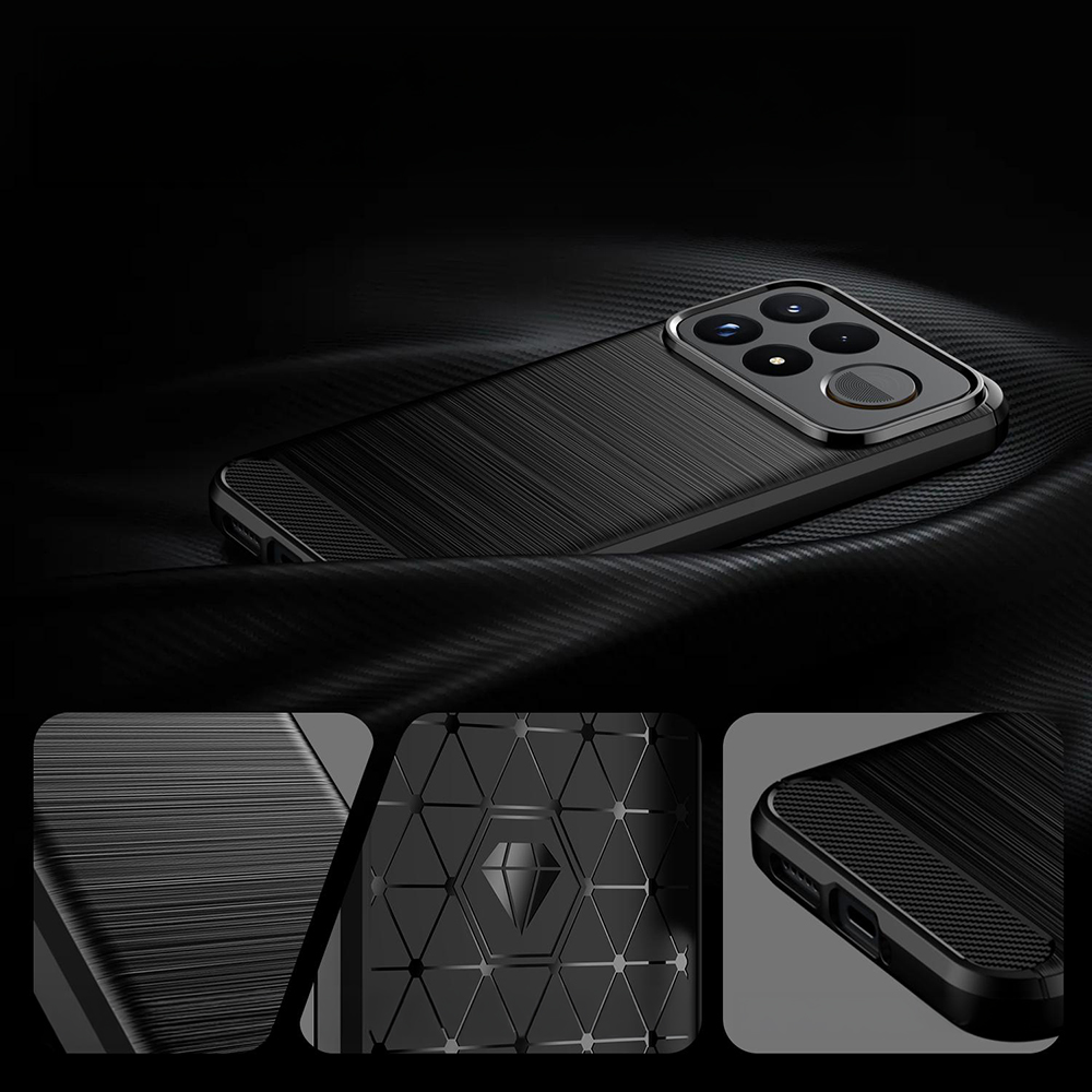Techsuit Carbon Silicone, case z podwyższonym rantem amortyzujące stabilne bezpieczne, Black (czarny)