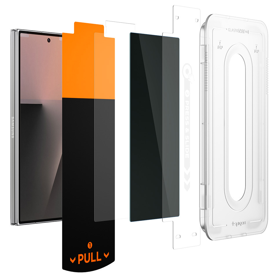 Szkło hartowane prywatyzujące Spigen Glas.tR EZ Fit Pro Privacy (Alumina Core) 1-Pack z ramką aplikacyjną do Galaxy Z Fold8 Ultra / Fold7