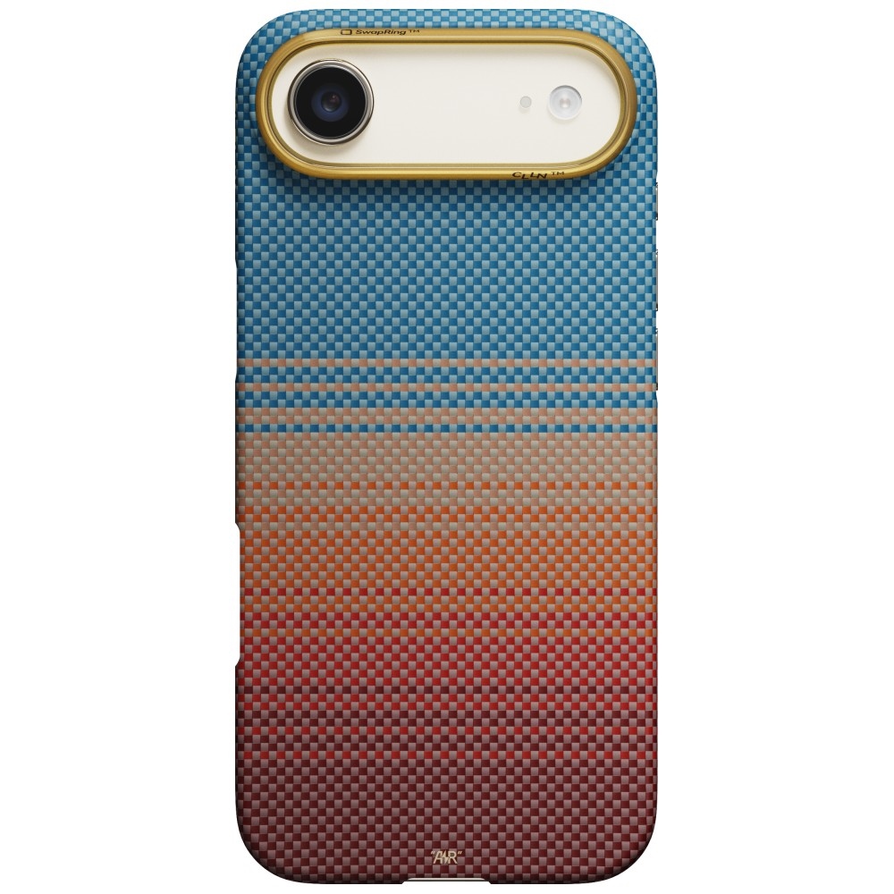 PITAKA Edge Case, aramidowa faktura cienka wytrzymałość lekkość minimalistyczny styl, California Dream (pomarańczowo-niebieski z kevlarem)