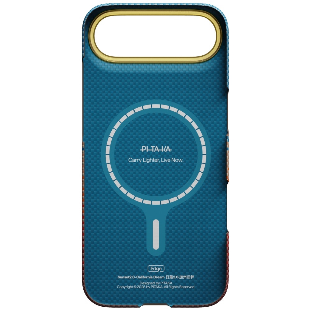 PITAKA Edge Case, MagSafe kompatybilność ergonomiczny łatwy wygoda funkcjonalność, California Dream (pomarańczowo-niebieski z kevlarem)